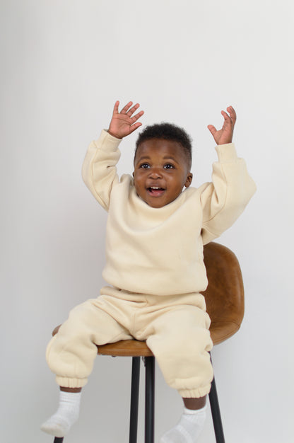 Purely Mini Kids Oversized Sweatshirt and Joggers – Beige