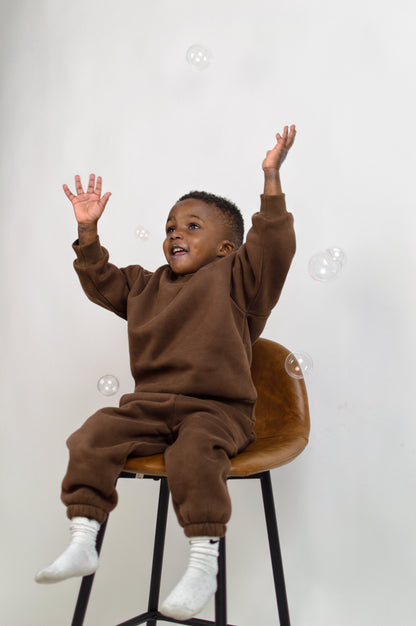 Purely Mini Kids Oversized Sweatshirt and Joggers – Mocha